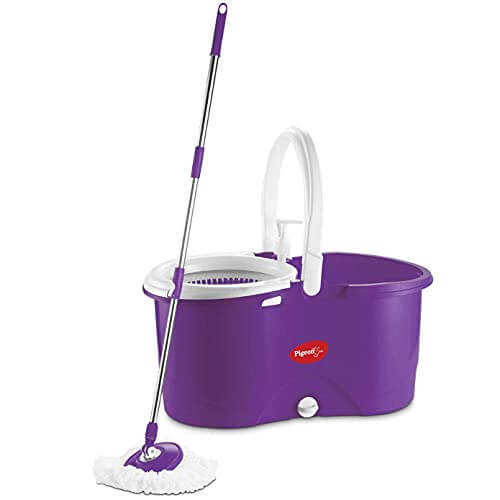 Pigeon Enjoy Spin Mop with 360 Degree Rotating PVC Magic Mop Set for Wet and Dry Floor/Wall (Lavender, 2 refills), large (12458B) at Sale Price in India