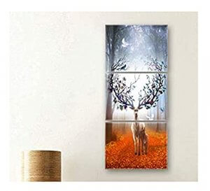 SAF Reindeer Abstact Multieffect UV Textured Panel Painting (Set of 3, 12 Inches X 27 Inches (SANFC12311) SANFC12311 (Animal) at Sale Price in India