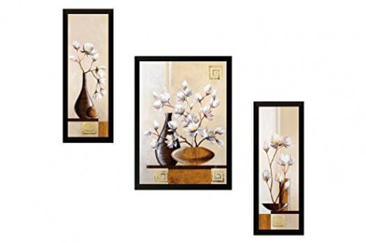 SAF UV Textured Flower Print Framed Painting Set of 3 for Home Decoration – Size 35 x 2 x 50 cm SANFSA7722 at Cheap Price in India