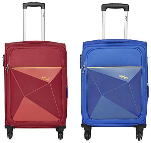 Safari Polyester 77 cms Blue Softsided Check-in Luggage + Polyester 57 cms Red Softsided Cabin Luggage (PRISMA754WRED + PRISMA554WRED) at Sale Price in India