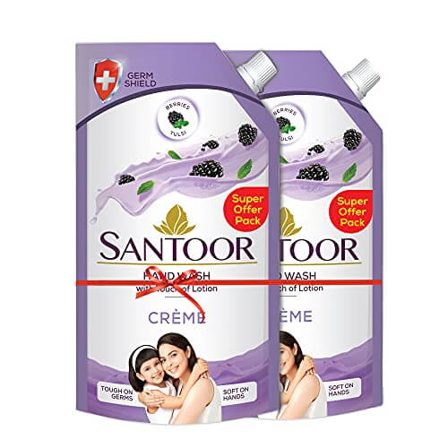 Santoor, Crème Handwash, 750ml Pack of 2 at Discount Price in India