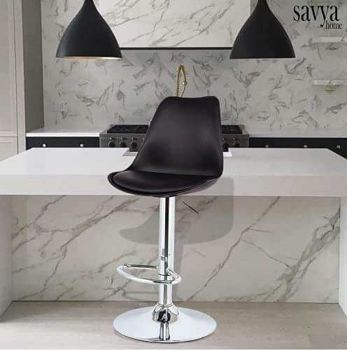 SAVYA HOME® Curvy Kitchen Stool/BAR Stool (Qty-1) (Single, Black) at Discount Price in India