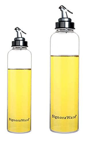 Signoraware Eze Flow Borosilicate Glass oil Dispenser, 500ml+1000ml, Set of 2,Clear at Sale Price in India