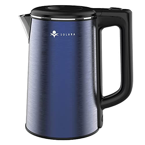 SOLARA Premium Electric Kettle Xtra Large | 1.8L Double Wall 100% Stainless Steel BPA-Free Cool Touch Tea Kettle, Electric kettle 1.5 litre+ Auto Shut-Off | Mobile app (Metallic Blue) at Discount Price in India