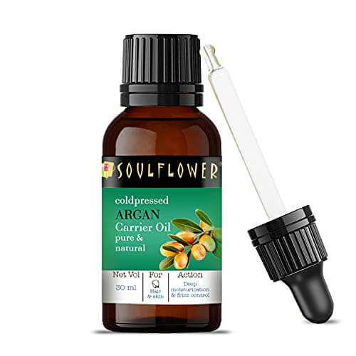 Soulflower Moroccan Argan Oil for Healthy Hair, Moisturising Skin, Nails & Lips Care, Eye Puffiness – 100% Pure, Organic & Undiluted, Natural Coldpressed Carrier Oil, 30ml at Cheap Price in India