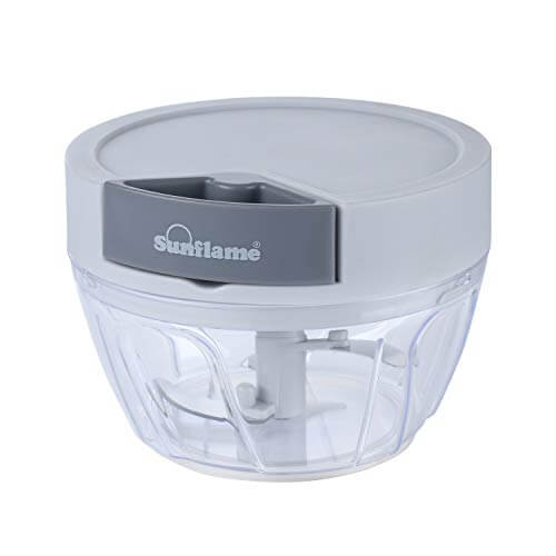 SUNFLAME SF-HC 400 Handy Chopper for Fruits & Vegetables with 3 Stainless Steel Blades & Food-grade Plastic Body (400ml, Grey) (SF-HC400), standard, white at Cheap Price in India