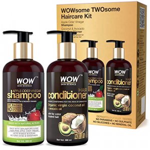 WOW Apple Cider Vinegar Shampoo and Organic Virgin Coconut oil plus Avacado Oil Conditioner- WOWsome Twosome No Parabens & Sulphates Hair Care Package – 600mL at Cheap Price in India