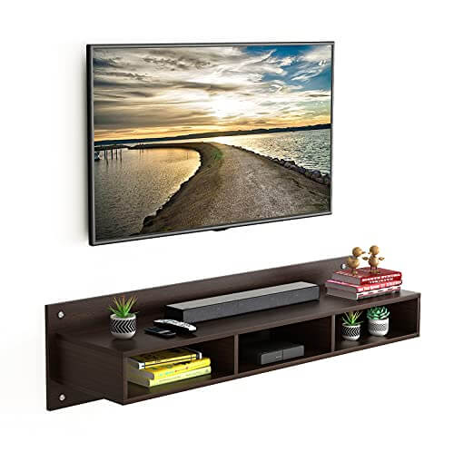Wudville Stiana Engineered Wood Wall Mounted TV Unit/Entertainment Unit – Wenge (Large) at Discount Price in India