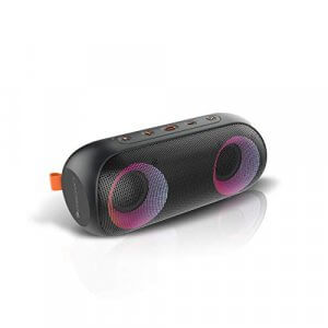 Zebronics Zeb-Music Bomb X Wireless 20W Portable Speaker, 4000 mAh Battery, RGB Lights, IPX7 Water Resistant, Wireless BT/AUX, Type C Charging, Metal Hook (Black) at Discount Price in India