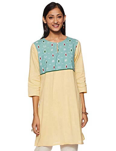ZEMYRA Women’s Cotton a-line Kurta (SS20H1D18_Yellow_Large) at Cheap Price in India