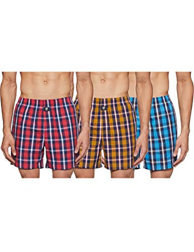 Amazon Brand – House & Shields Men’s Checkered Boxers (Pack of 3) (HSMHBOXCH01_Multicolor-03_Small) at Cheap Price in India