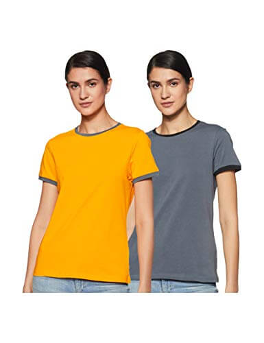 Amazon Brand – Inkast Denim Co. Women’s Regular Fit T-Shirt (INK/CTEE-03_Multi 4 S) at Sale Price in India