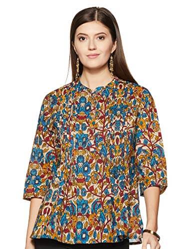Amazon Brand – Myx Women’s Cotton A-Line Kurti (AW17STK1_Multi-colored_M) at Cheap Price in India