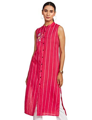 Amazon Brand – Myx Women’s Cotton Kurti (PAG184_Coral_Large) at Sale Price in India