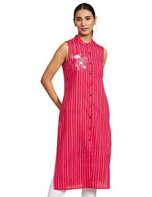 Amazon Brand - Myx Women's Cotton Kurti (PAG184_Fuschia_Small) at Discount Price in India