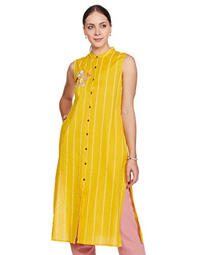 Amazon Brand – Myx Women’s Cotton Kurti (PAG184_Yellow_Small) at Sale Price in India