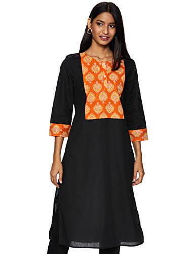Amazon Brand – Myx Women’s Cotton Regular Fit Kurti (NDYOKE1A_Red_Large) at Discount Price in India