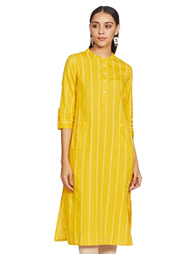 Amazon Brand – Myx Women’s Cotton Regular Kurti (PAG185_Yellow_S) at Sale Price in India