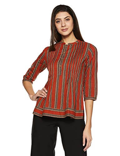 Amazon Brand – Myx Women’s Cotton Short Kurti (AW18ESST4D_Red_Medium) at Discount Price in India
