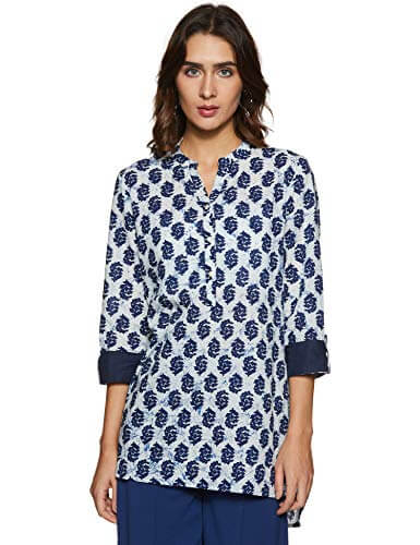 Amazon Brand – Myx Women’s Cotton Straight Kurti (SS17INDNIT09IndigoM) at Sale Price in India