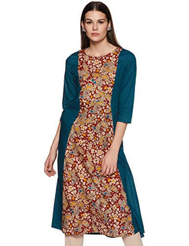 Amazon Brand – Myx Women’s Rayon A-Line Kurti (SS17KAL09B_Blue_XX-Large) at Sale Price in India