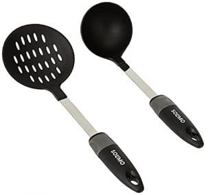 Amazon Brand - Solimo Nylon Ladle & Strainer, Set of 2, Black at Sale Price in India