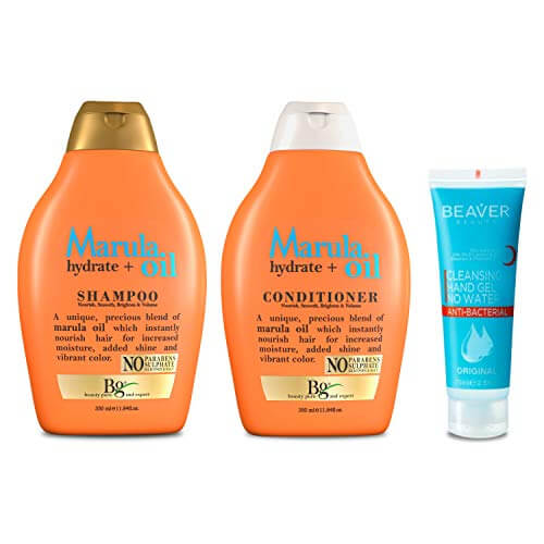 BEAUTY GARAGE ® BG Marula Oil Shampoo & Conditioner Combo Pack 350ml with free Beaver Hand Gel at Sale Price in India