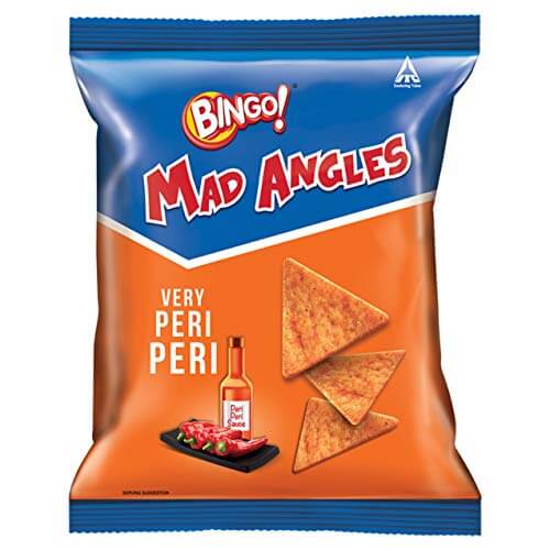 Bingo! Mad Angle Very Peri Peri, 130g Pack, Corn-Based Spicy Crunchy Chips Perfect for Snacking at Discount Price in India