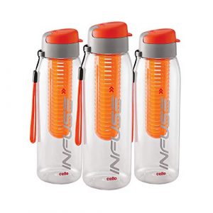 Cello Infuse Plastic Water Bottle Set, 800ml, Set of 3, Orange at Sale Price in India