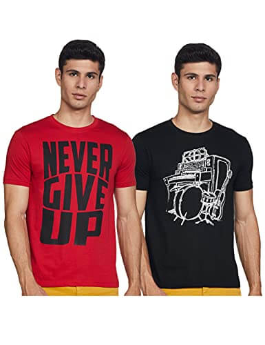 Cloth Theory Men’s Checkered Regular T-Shirt (CTMPO2_Multicolor 4 M) at Sale Price in India