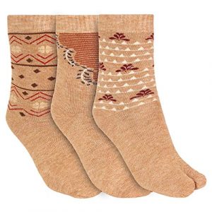 CREATURE Women's Warm Woolen Calf Length Thumb Socks (Multicolored, Large)- Set of 3 Pairs at Cheap Price in India