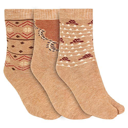 CREATURE Women’s Warm Woolen Calf Length Thumb Socks (Multicolored, Large)- Set of 3 Pairs at Cheap Price in India
