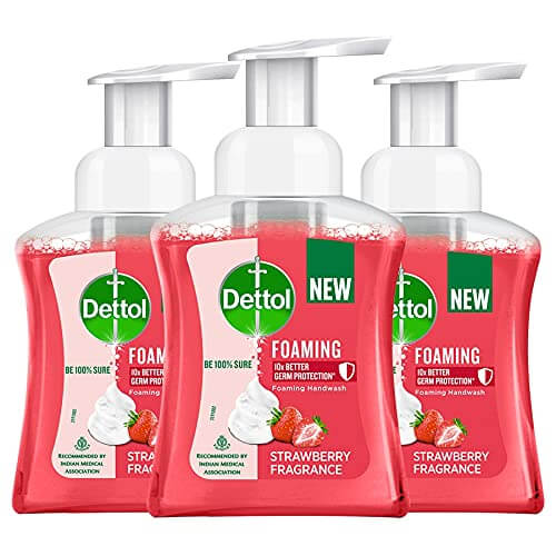 Dettol Foaming Handwash Pump – Strawberry (Pack of 3-250ml each) | Rich Foam | Moisturizing Hand Wash | Soft on Hands at Sale Price in India
