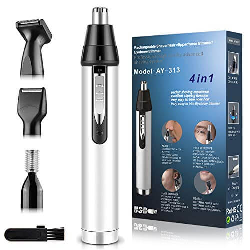 Ear and Nose Hair Trimmer,USB Rechargeable Nose Hair Trimmer,Professional Nose Hair Trimmer Clipper for Men and Women,Waterproof Dual Edge Blades for Easy Cleaning (White) at Sale Price in India