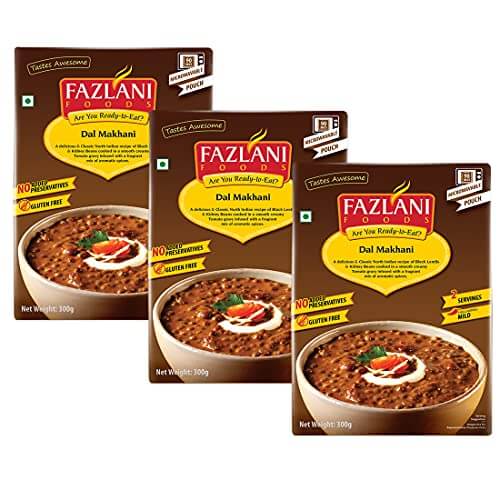 FAZLANI FOODS Ready to Eat Dal Makhani (Black Gram Lentils Curry) Pack of 3, 300g | Tasty and Authentic Instant Food Meals | Suitable for Home, Travelling and Non-Cooking Days | ISO & USDA Approved at Discount Price in India