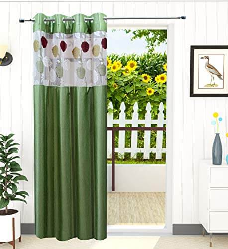 Homefab India 1 Piece Polyester Russel Net Eyelet Door 7ft Curtain – Green at Cheap Price in India