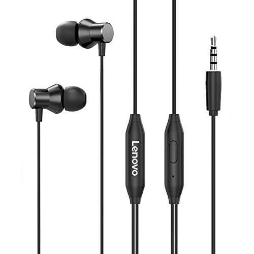 Lenovo HF130 Wired in Ear Earphone with Deep Base,10mm Dynamic Drivers,3.5mm Headphone with Mic Volume Control – (Black) at Sale Price in India
