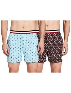 Longies Men Outer Elastic Boxers Medium Pack of 2 (LGOBOXP2V001_Black,blue2008) at Sale Price in India