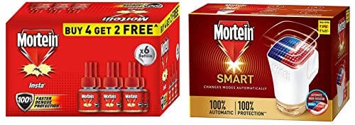 Mortein Smart Device with 45ml Refill + Mortein Liquid Vaporizer 45 ml Refill (4+2 free) Pack at Sale Price in India