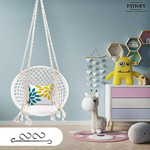 Patiofy Home Swing for Adults & Kids || Suitable for Living Room, Balcony, and Outdoor || Capacity Upto 120 Kgs || Includes Free Hanging Accessories || Handmade Jhula with Premium Cotton Rope. at Cheap Price in India