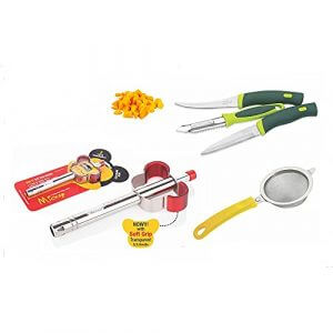 Ritu Stainless Steel Mickep Grip Gas Lighter, Knife Set and Strainer Combo Pack for Kitchen Tools at Cheap Price in India