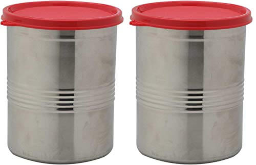 Signoraware Modular Steel Container Round 6100ml+6100ml, Set of 2, Red at Cheap Price in India