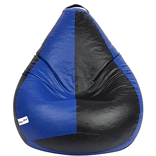 Skyshot Classic Bean Bag Filled with Beans/Fillers (XXXL, Black & Blue) at Discount Price in India
