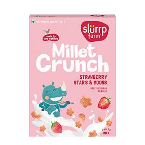 Slurrp Farm Millet Crunch Cereal – No Maida, Wheat and Refined Sugar, Strawberry Stars and Moons, Healthy Millet Breakfast, 400 g at Cheap Price in India
