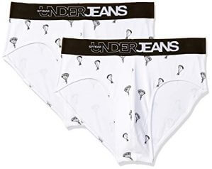 UnderJeans by Spykar Men's Printed Brief (Pack of 2) (UJ-MBR-PBC029_White_EL) at Sale Price in India