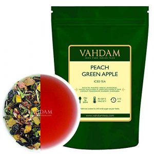 VAHDAM, Peach Green Appled Iced Tea | 20-25 Servings | 100% Natural Ingredients | Delicious Flavor of Black Tea, Tropical Fruits and Exotic Spices | 100gm at Discount Price in India