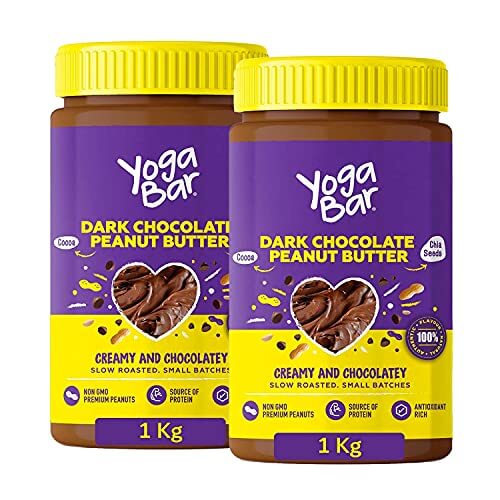 Yogabar Dark Chocolate Peanut Butter| Creamy & Chocolatey | Slow Roasted | Non-GMO Premium Peanuts – 1kg Each at Sale Price in India