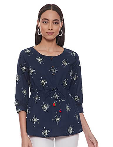 Amazon Brand – Myx Women’s Cotton a-line Kurta (PAG 197_Brown Buti_Small) at Sale Price in India