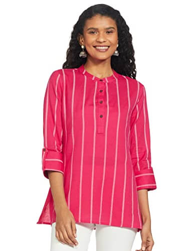 Amazon Brand – Myx Women’s Cotton Kurti (PAG183_Coral_Large) at Sale Price in India