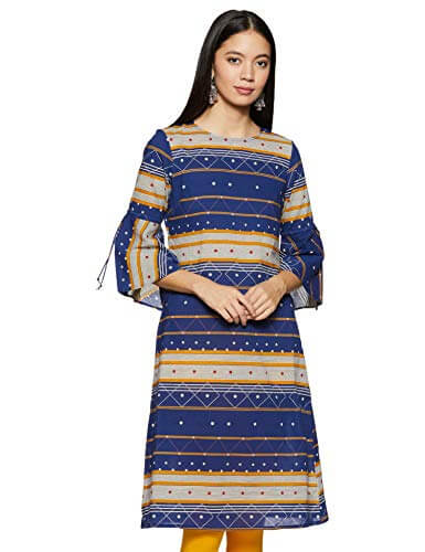 Amazon Brand – Myx Women’s Cotton Regular Kurti (XHOSA-06_Blue-2_Small) at Sale Price in India